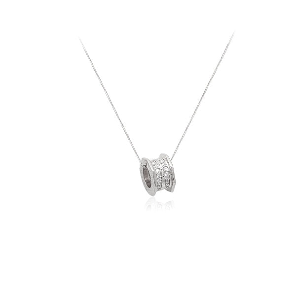 CHOMEL Cubic Zirconia Tunnel with Hexagonal Sides Rhodium Necklace