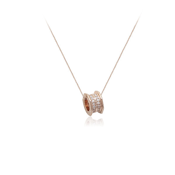 CHOMEL Cubic Zirconia Tunnel with Hexagonal Sides Rosegold Necklace