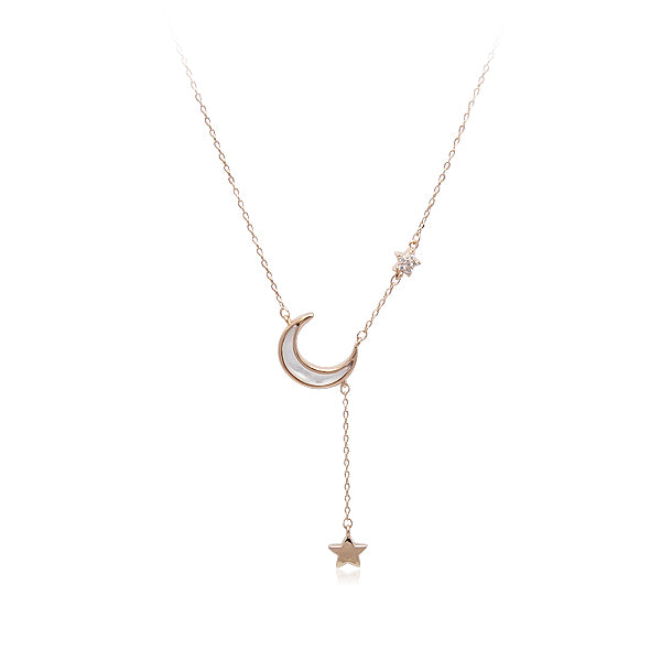 Chomel Moon & Star Mother of Pearl Roseggold Necklace.