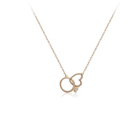 CHOMEL Cubic Zirconia Interlocking Ring and Heart Rosegold Necklace
