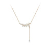 CHOMEL Cubic Zirconia Leaf Bar with Drop Rosegold Necklace