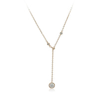 CHOMEL Cubic Zirconia Solitaire with Rim Drop Rosegold Necklace