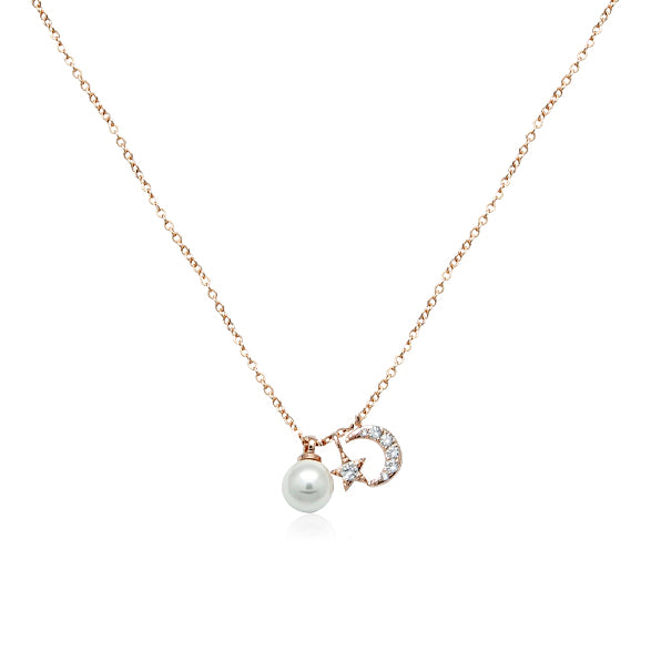 Moon & Star Pearl Necklace.