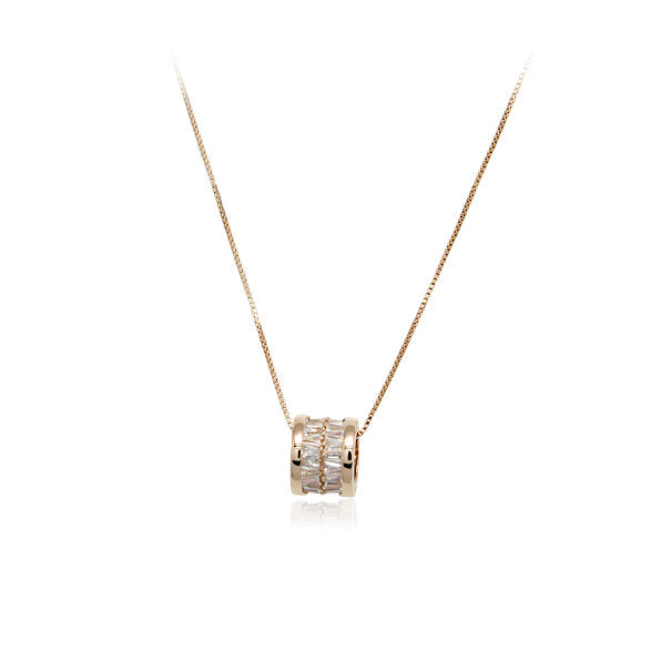 Rosegold tunnel cubic zirconia necklace pendant engraved with LOVE on adjustable chain