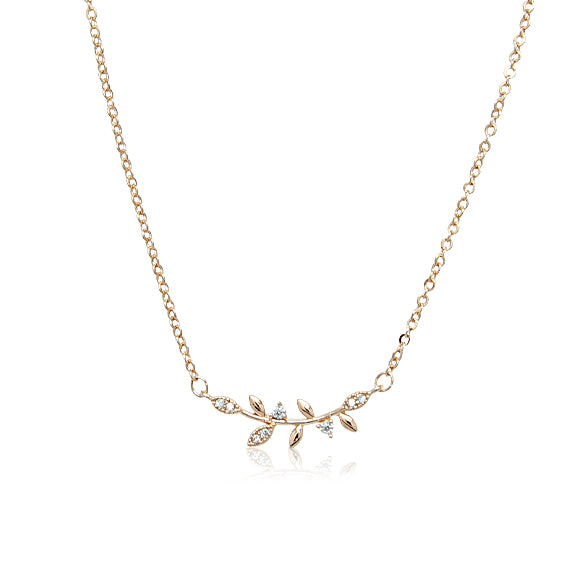 CHOMEL Cubic Zirconia Leaf Rosegold Necklace