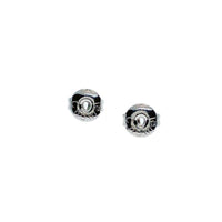 Freshwater pearl button stud earrings with rhodium plating