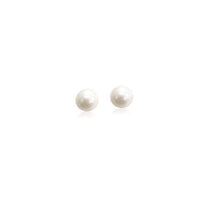 Freshwater pearl button stud earrings with rhodium plating