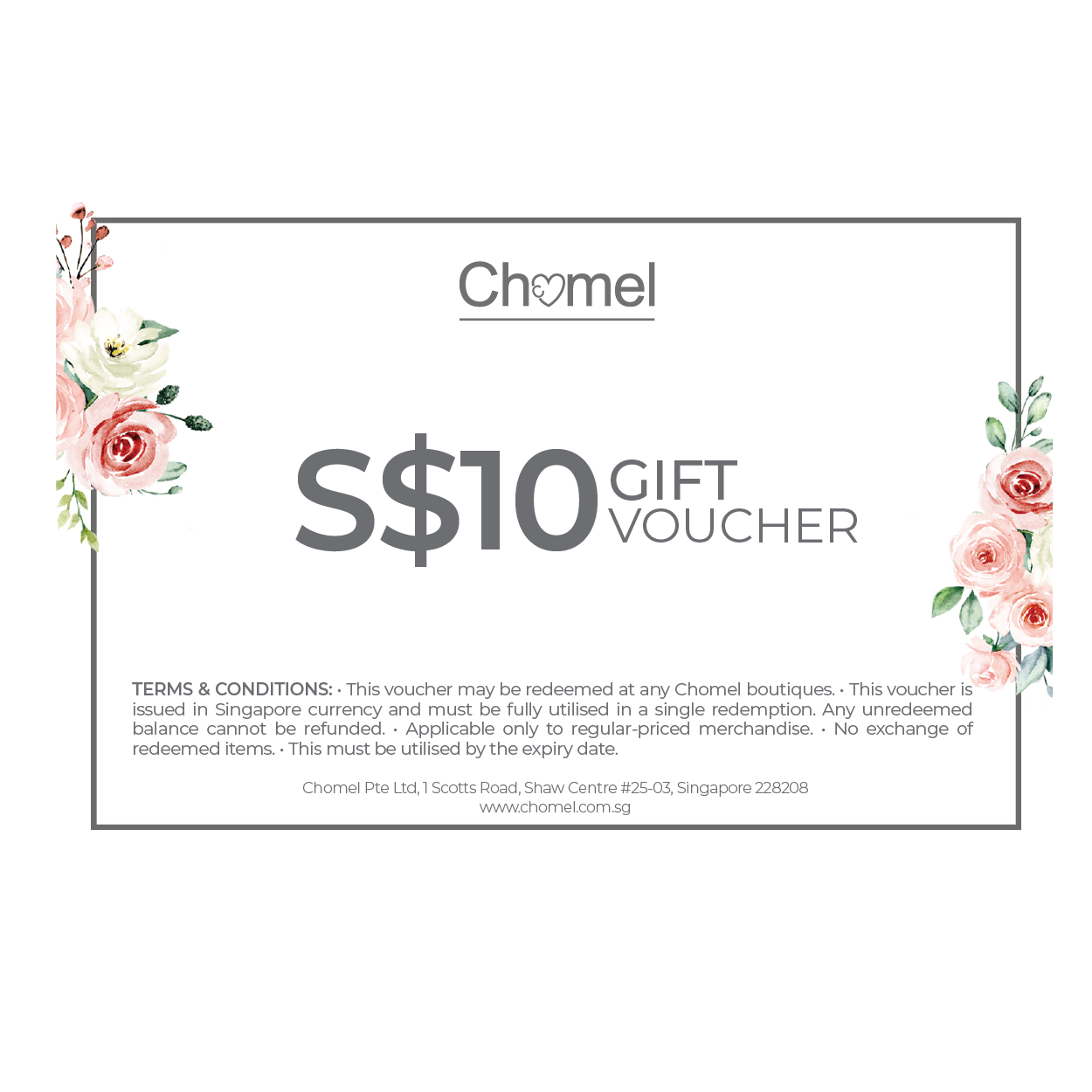 10 美元礼券– CHOMEL